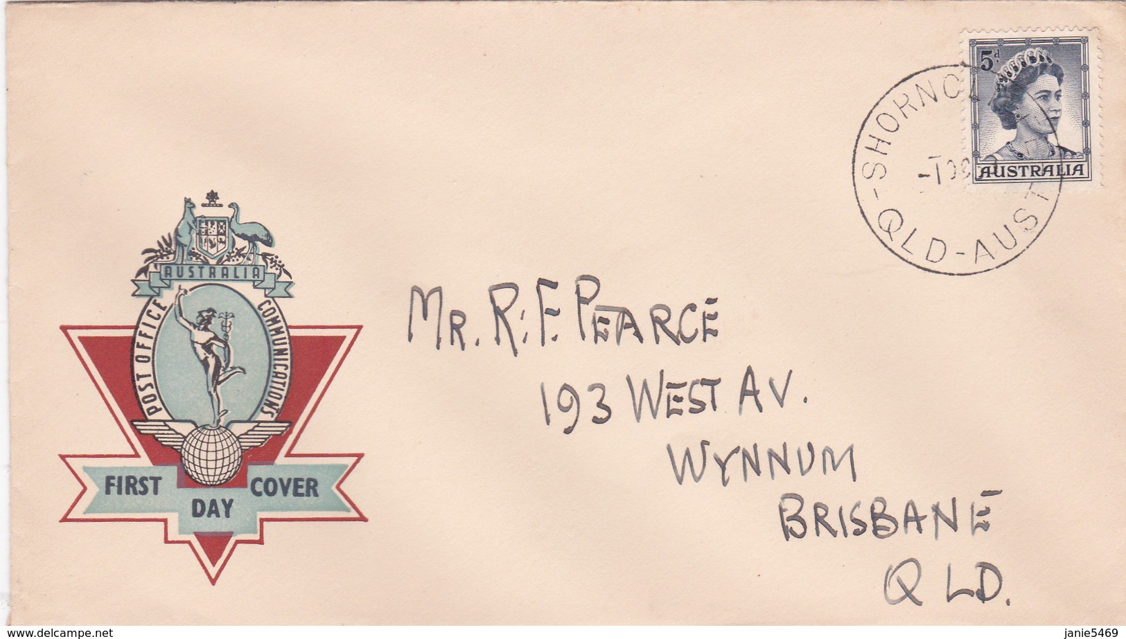 Australia 1959 Queen Elizabeth II,5d Blue,Official Post Officen FDC Type 1 - FDC