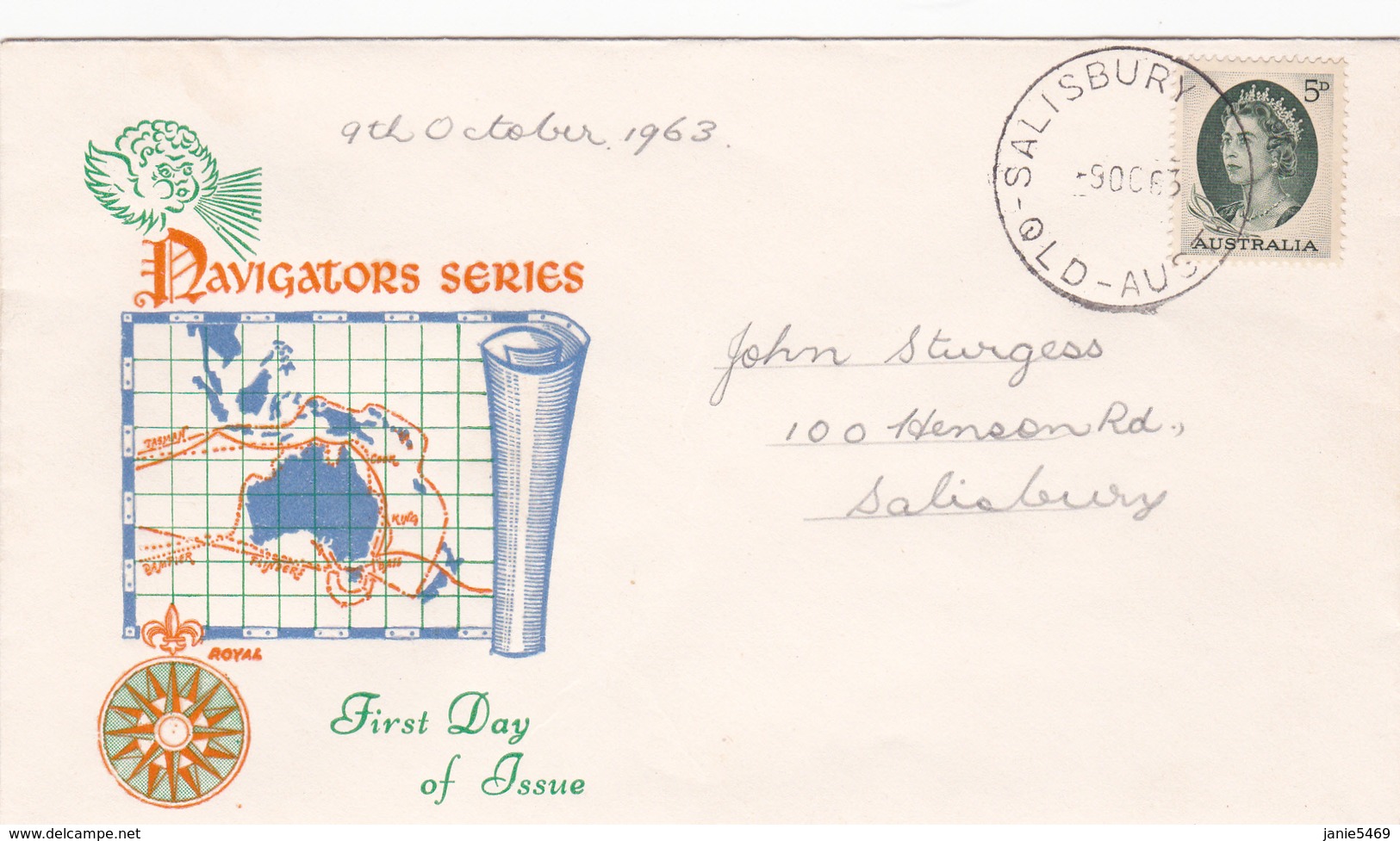 Australia 1963 Royal Definitive Issue 5d Green,FDC - FDC