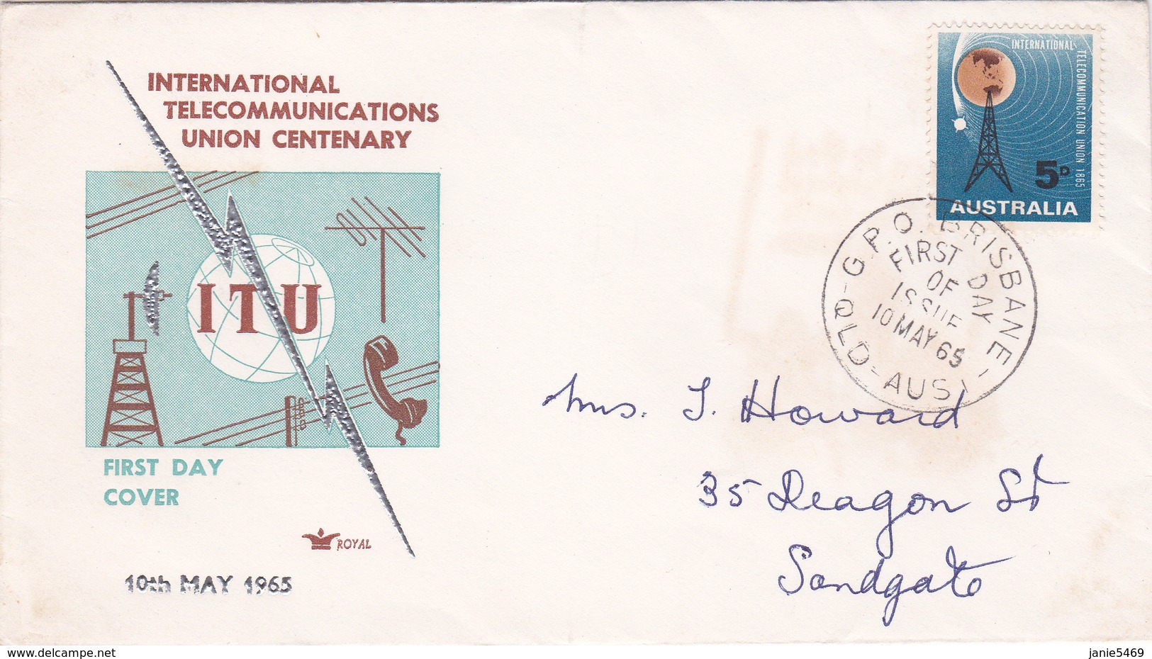 Australia 1965 Centenary Of ITU,Royal, FDC Type 1 - FDC