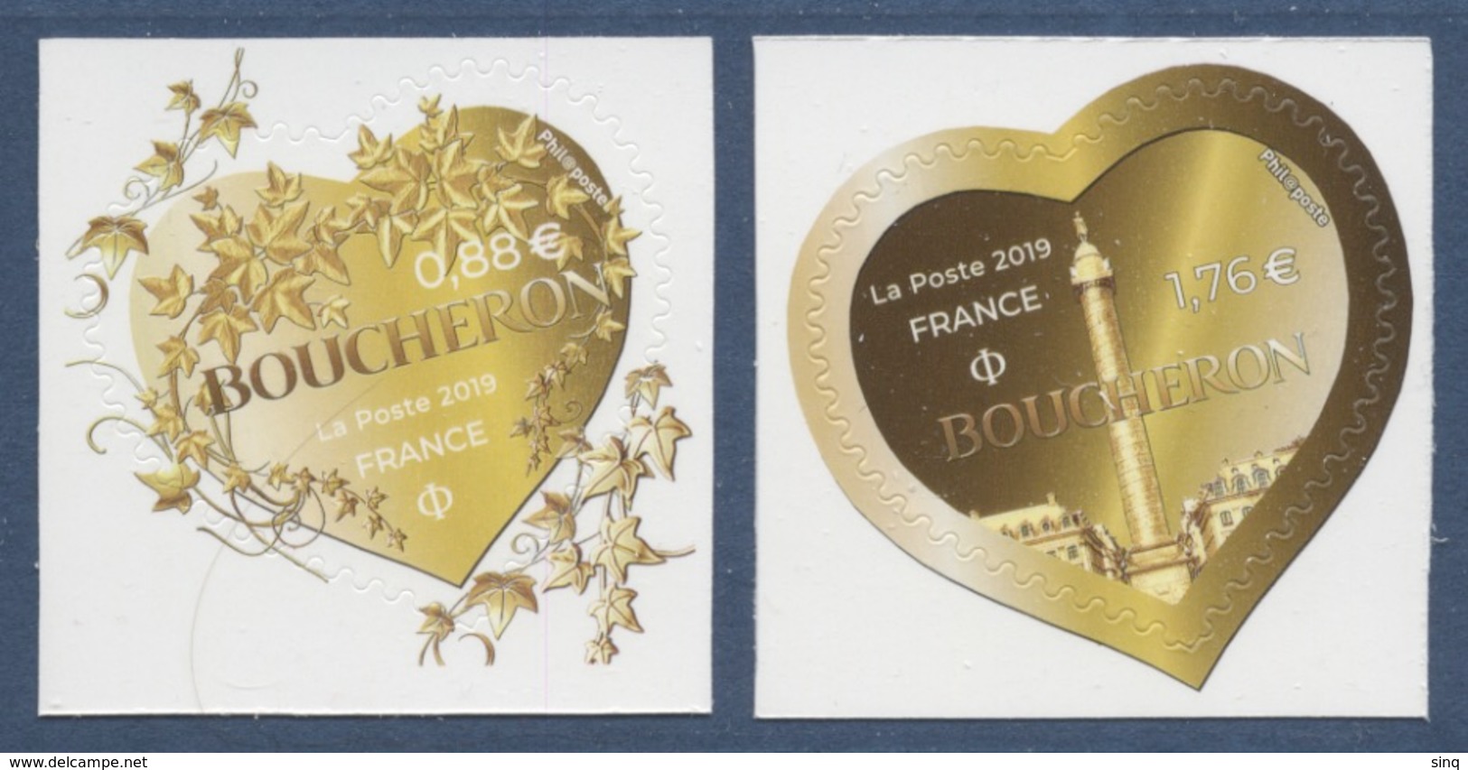 2 Adhésifs 2019 Coeur Boucheron, Valeur Faciale 0,88 + 1,76 - Autres & Non Classés