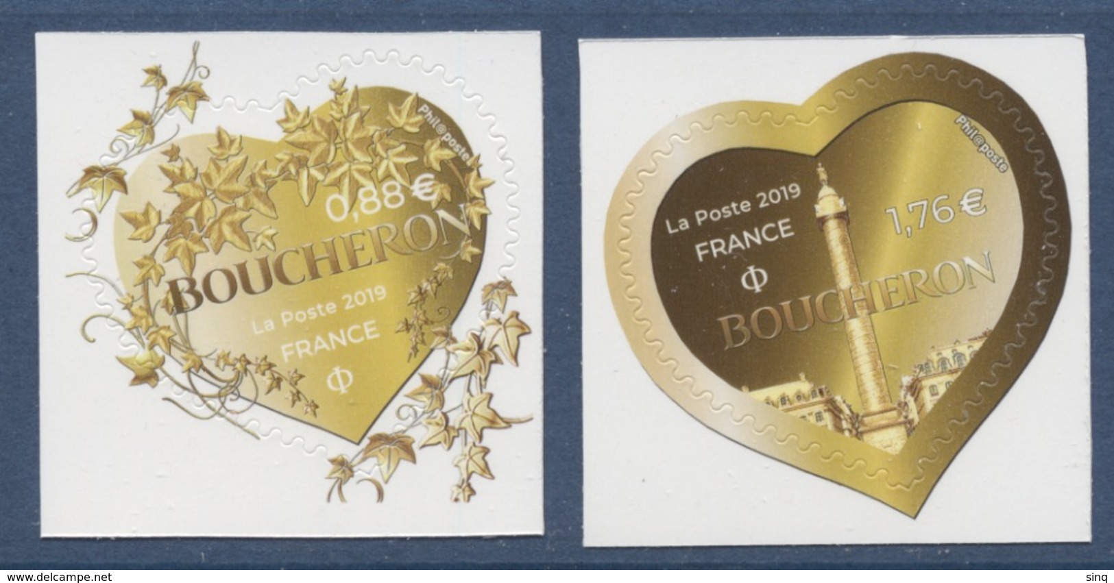 2 Adhésifs 2019 Coeur Boucheron, Valeur Faciale 0,88 + 1,76 - Autres & Non Classés