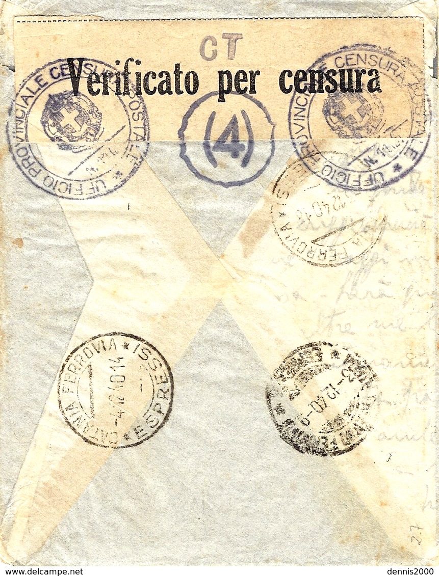 WWII - 1940 - Busta ( Con Testo) From Lybia Via Aerea + ESPRESSO  75 +1,25 Lit To Catania ( Sicilia ) - Libya