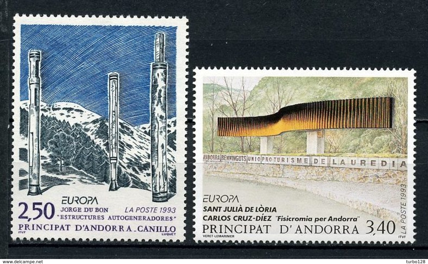 ANDORRE 1993 N° 430/431 **  Neufs MNH Superbes C 3,60 € EUROPA Art Contemparain Dubon à Canillo Cruz Diez - Neufs