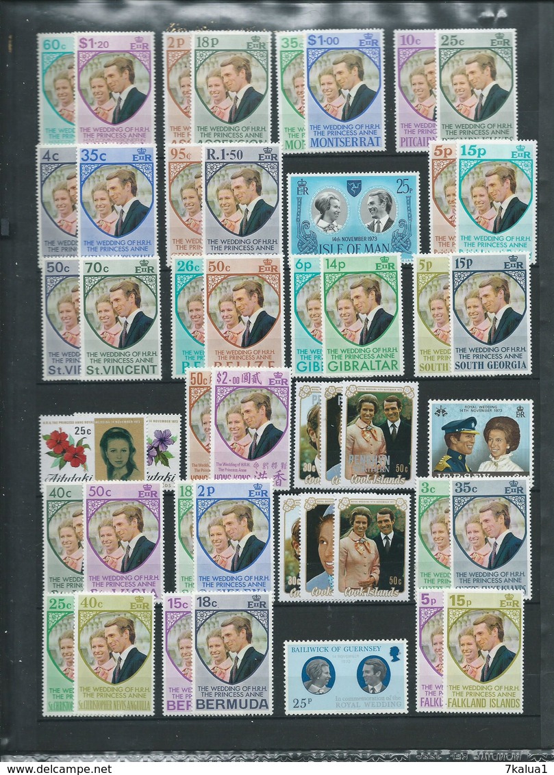 Colonies Anglaises. Série Omnibus, Mariage Princesse Anne 1973. Timbres Et Blocs Neufs ** Luxe - Collections (sans Albums)