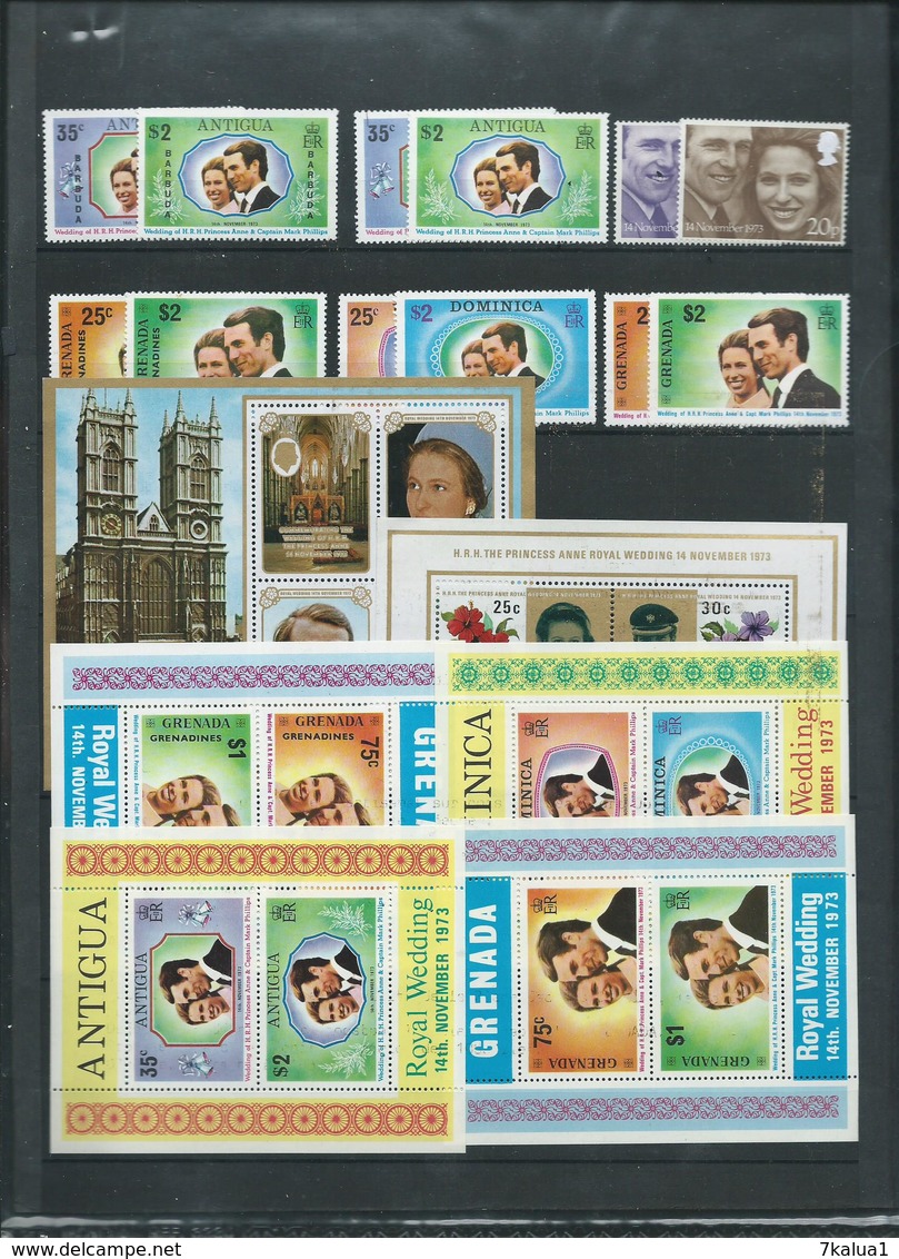 Colonies Anglaises. Série Omnibus, Mariage Princesse Anne 1973. Timbres Et Blocs Neufs ** Luxe - Collections (sans Albums)