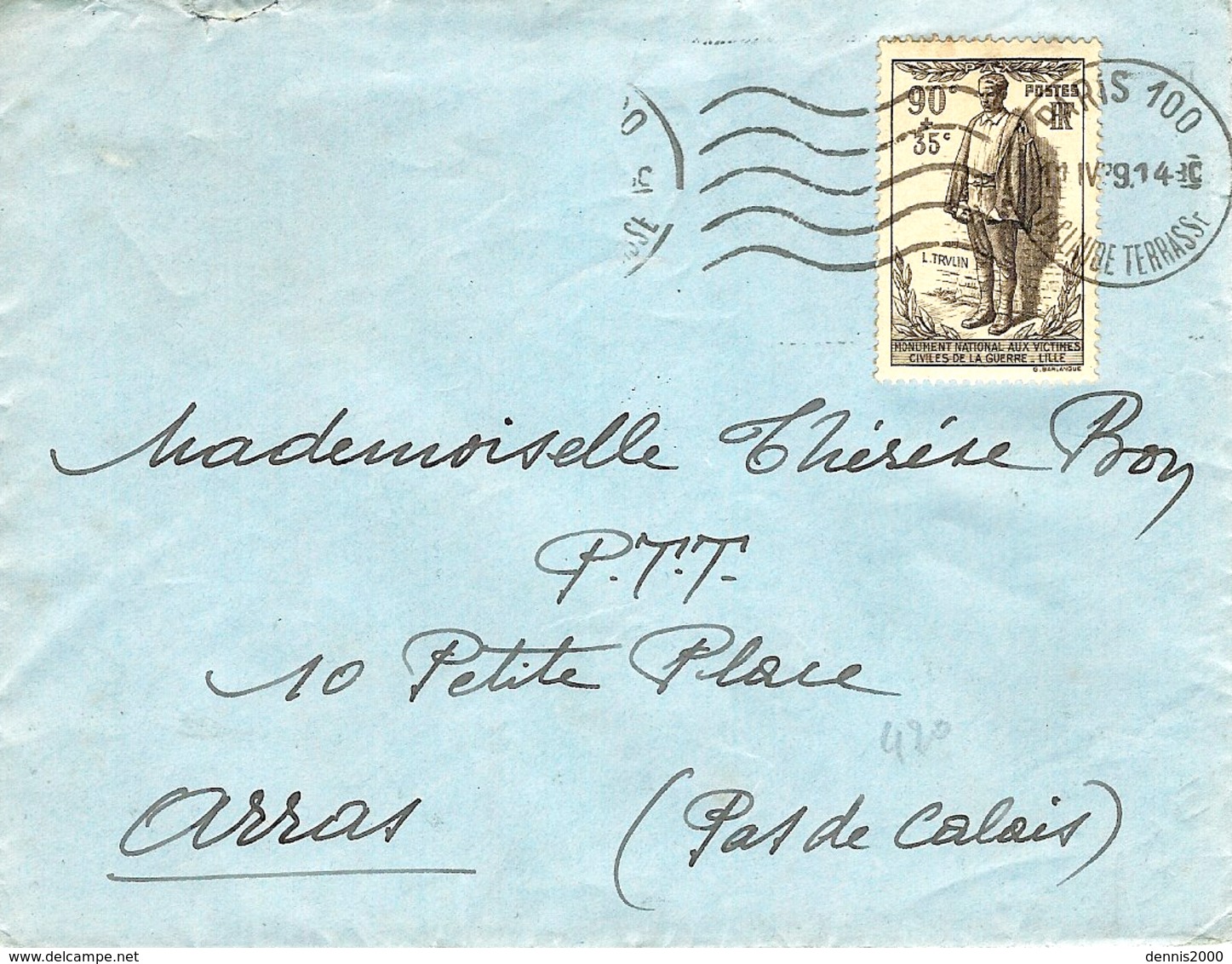 1939- Enveloppe Affr. N°  420 SEUL  ( Monument National Aux Victimes Civiles De La Guerre-Lille ) - 1921-1960: Période Moderne