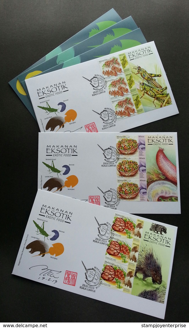 Malaysia Exotic Food 2019 Cuisine Porcupine Insect Grasshopper Gastronomy (special FDC) *signed *rare - Malesia (1964-...)