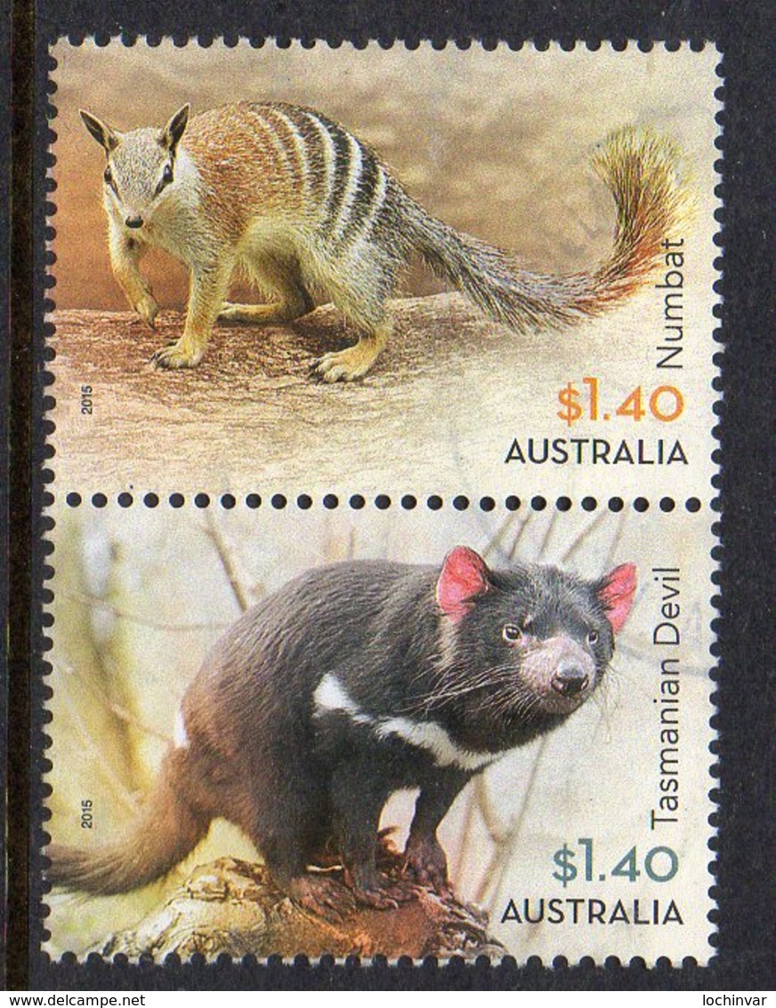 AUSTRALIA, 2015 $1.40 NATIVE ANIMALS PAIR F.USED - Used Stamps