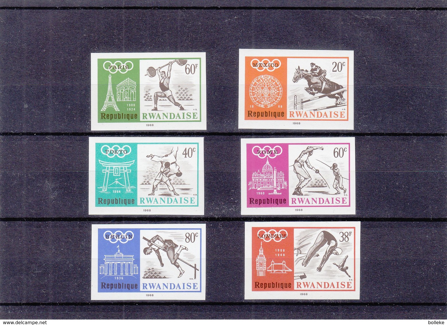 Jeux Olympiques 1968 - Rwanda - COB 263 / 68 ** - MNH - NON Dentelés - Hippisme-judo-escrime-plongeon-saut - Neufs