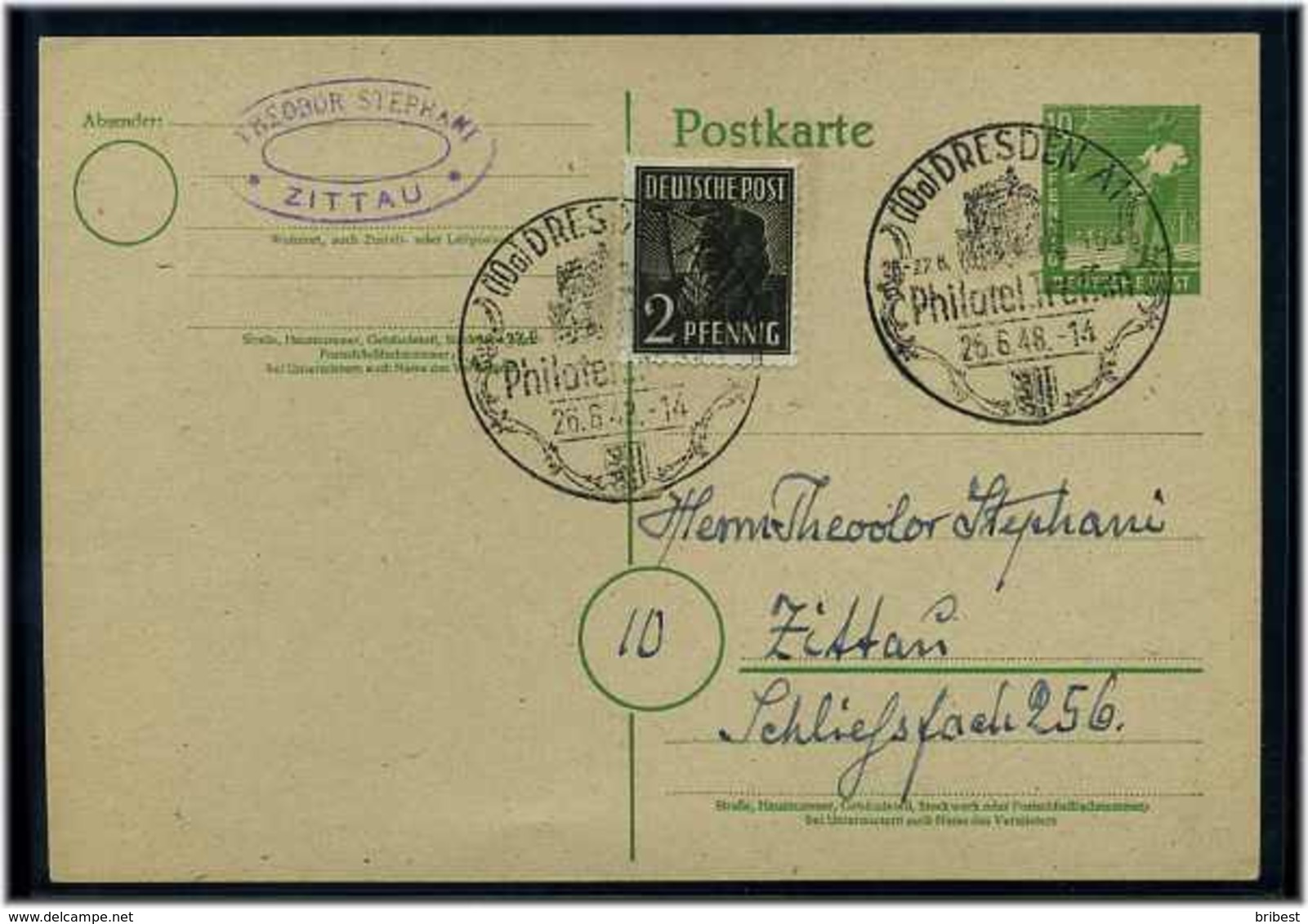 GANZSACHE 1948 Mit Sonderstempel DRESDEN (58509) - Sonstige & Ohne Zuordnung