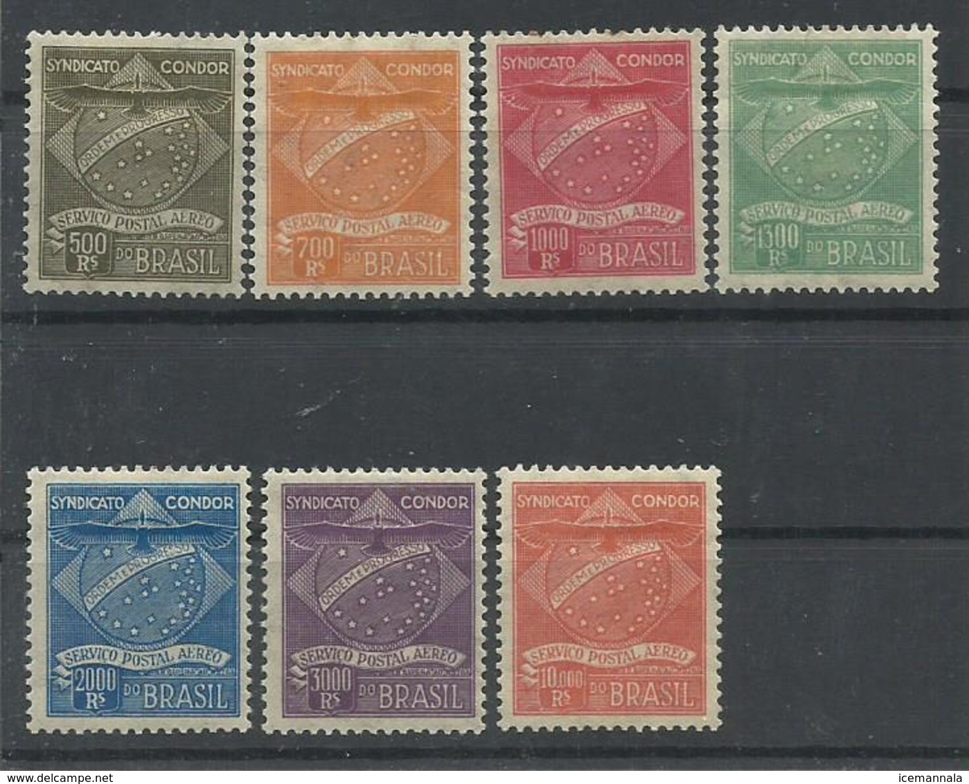 BRASIL, COMPAÑIA CONDOR YVERT 1/7    MH  * - Airmail (Private Companies)