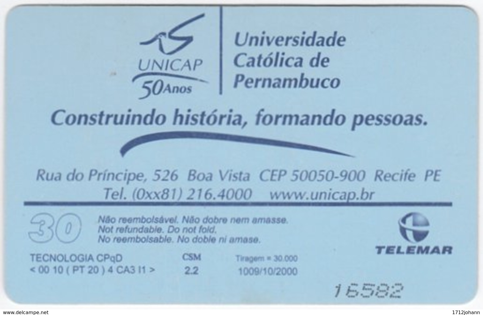 BRASIL H-098 Magnetic Telemar - Architecture, Building - Used - Brasilien