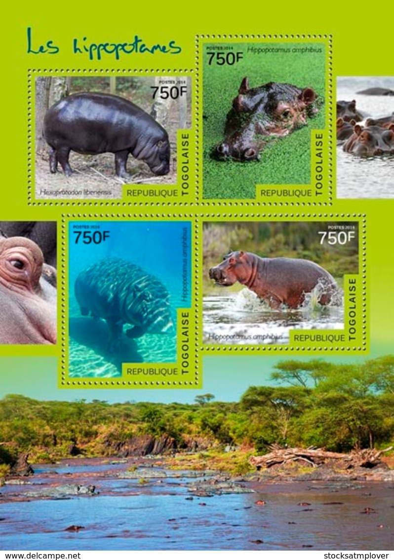 Togo  2014  Fauna  Hippopotamuses - Togo (1960-...)