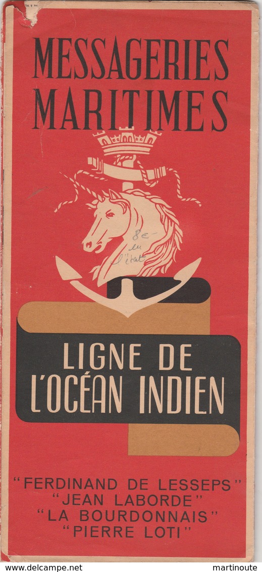 Carte Messageries Maritimes, LIGNE DE L'OCEAN INDIEN - 002 - Cartes Marines