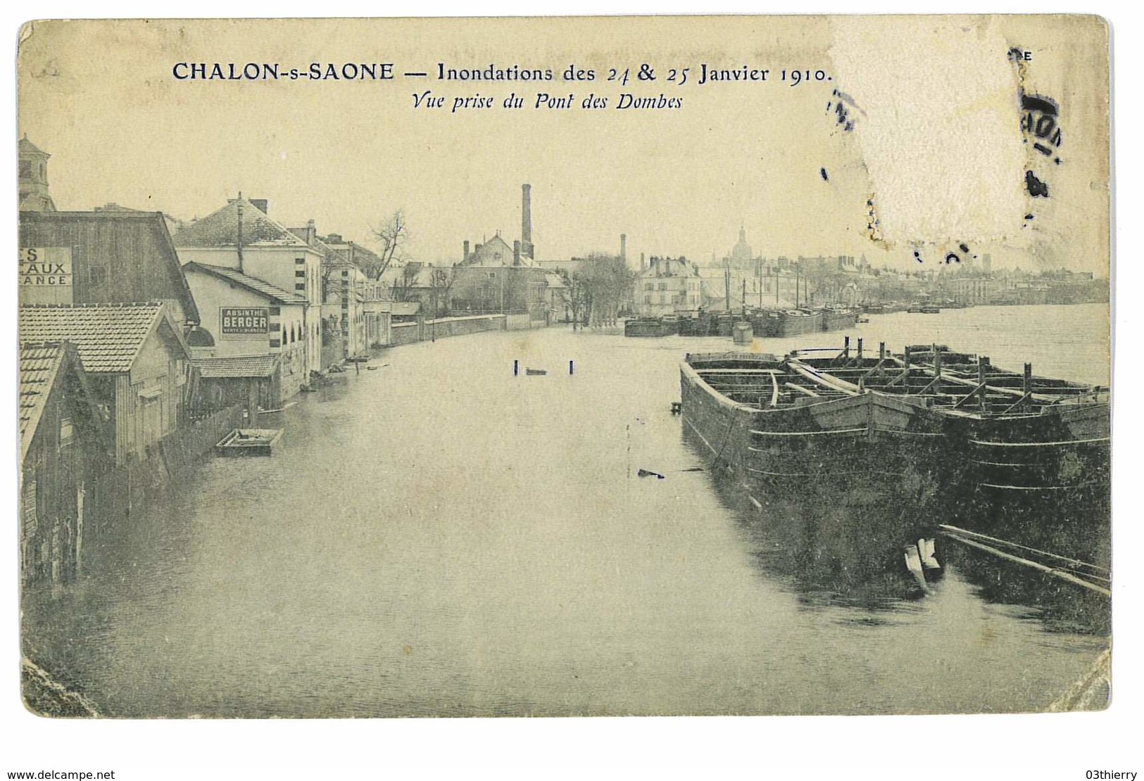 CPA 71 CHALON-SUR-SAONE INNONDATIONS VUE PRISE DU PONT DES DOMBES Abimee - Chalon Sur Saone