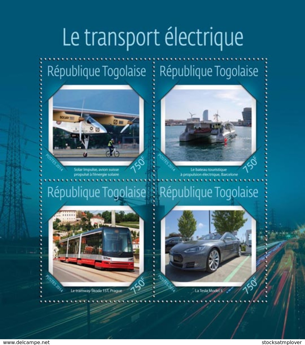 Togo  2014  Electric Transport,The Solar Impulse, Aircraft Powered By Solar Energy, Electric Tour Boat - Togo (1960-...)
