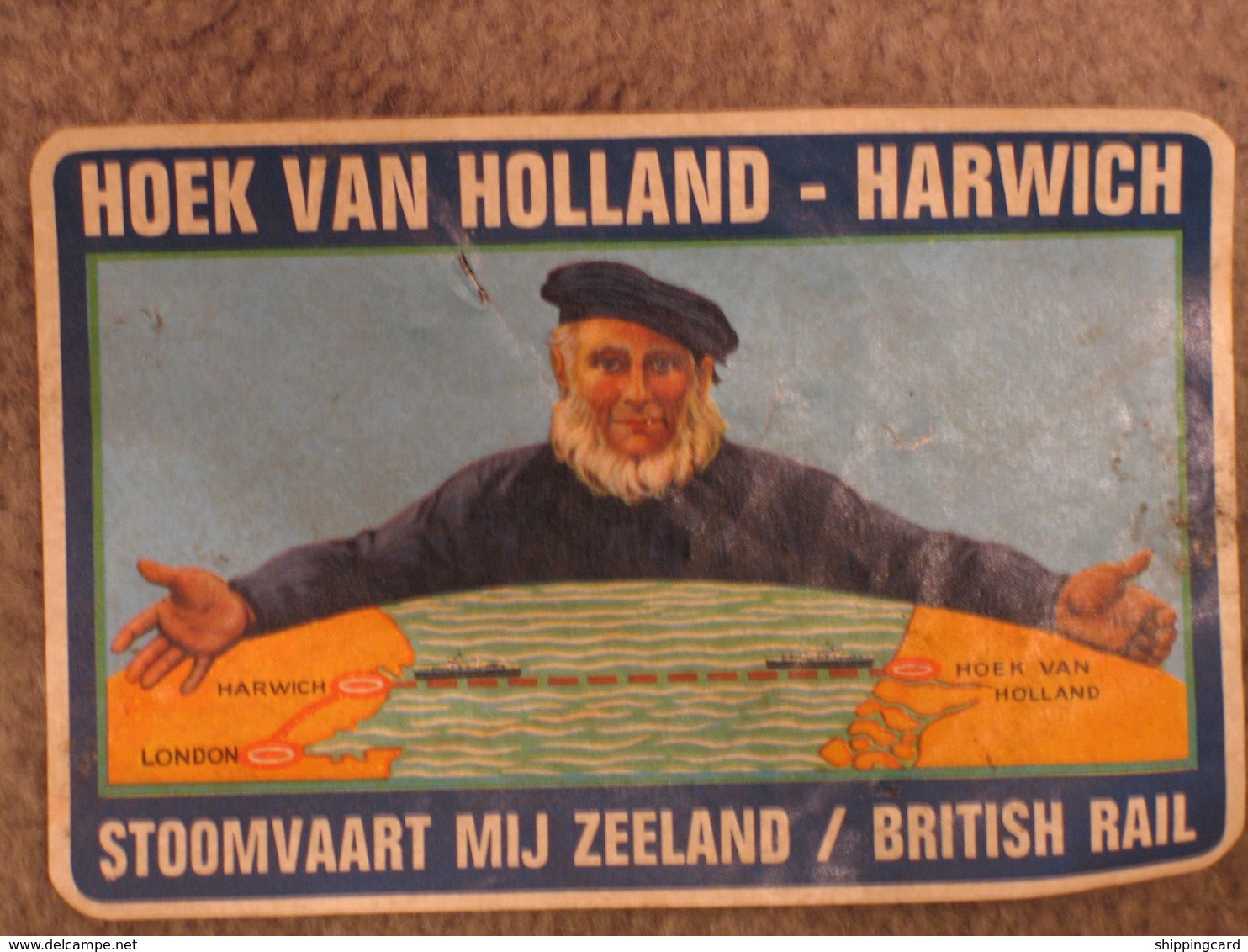 BRITISH RAIL HOEK VAN HOLLAND-HARWICH LUGGAGE LABEL APPROX 100 X 75MM UNUSED - Ferries