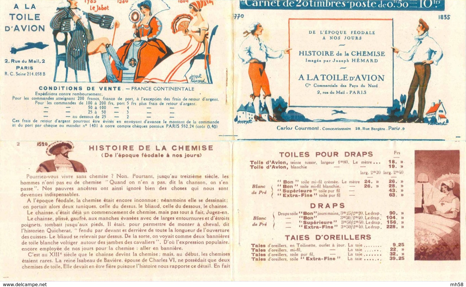 FRANCE - Carnet Couverture Vide Histoire Chemise - 50c Semeuse Lignée Rouge IIB 50c Jeanne D'Arc Bleu I YT 199 257 - Autres & Non Classés