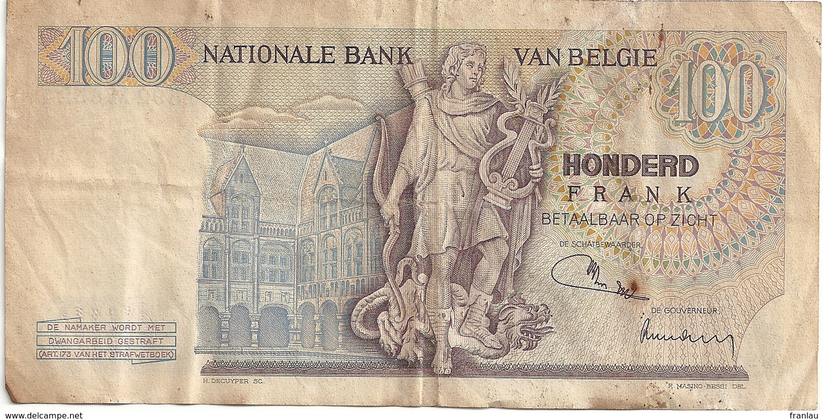 Belgique 100 Francs 18.10.71 - 100 Franchi