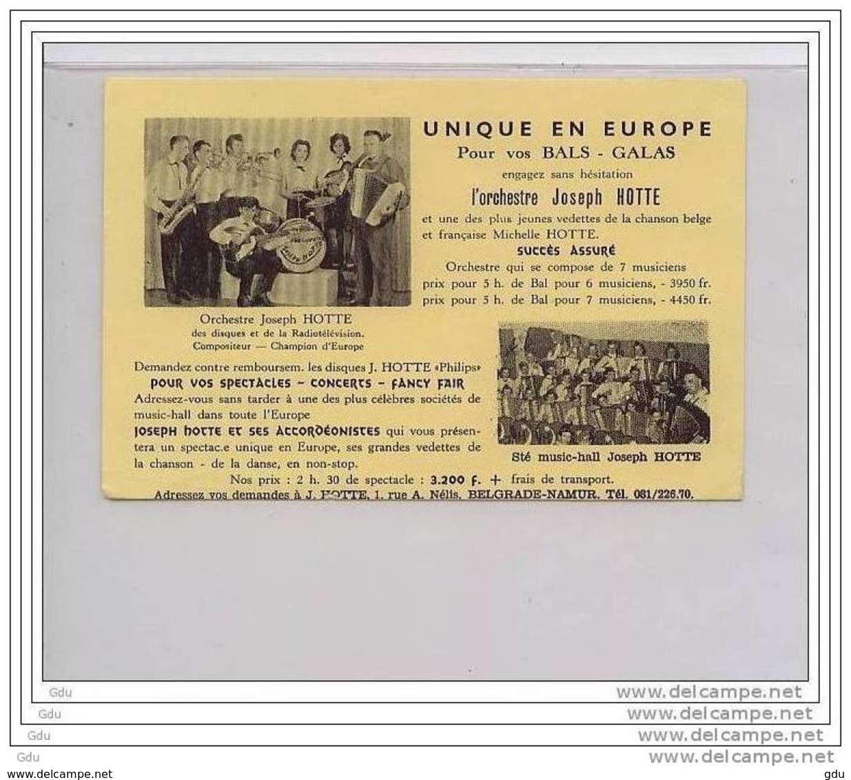 C.P. Publ. Orchestre J.Hotte De Belgrade(Namur) - Obl. Belgrade 1964 >> - Autres & Non Classés