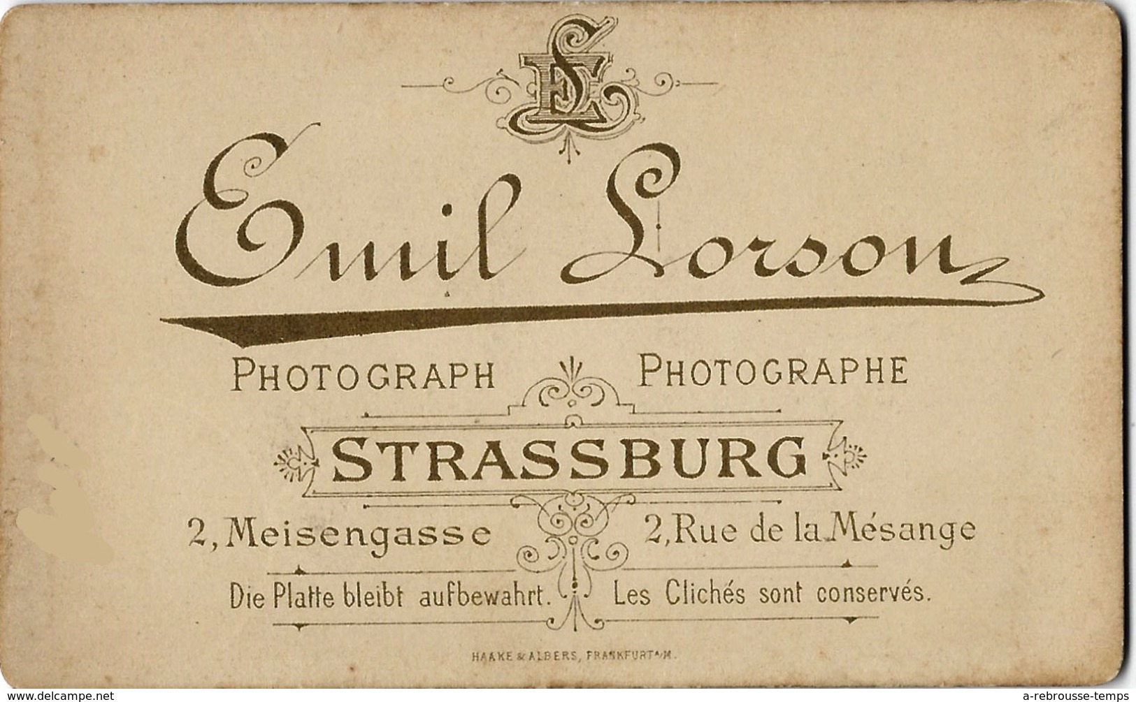 CDV Belle Coiffe D'Alsacienne-tradition-folklore-photo Emil Lorson à Strassburg (Strasbourg) - Anciennes (Av. 1900)