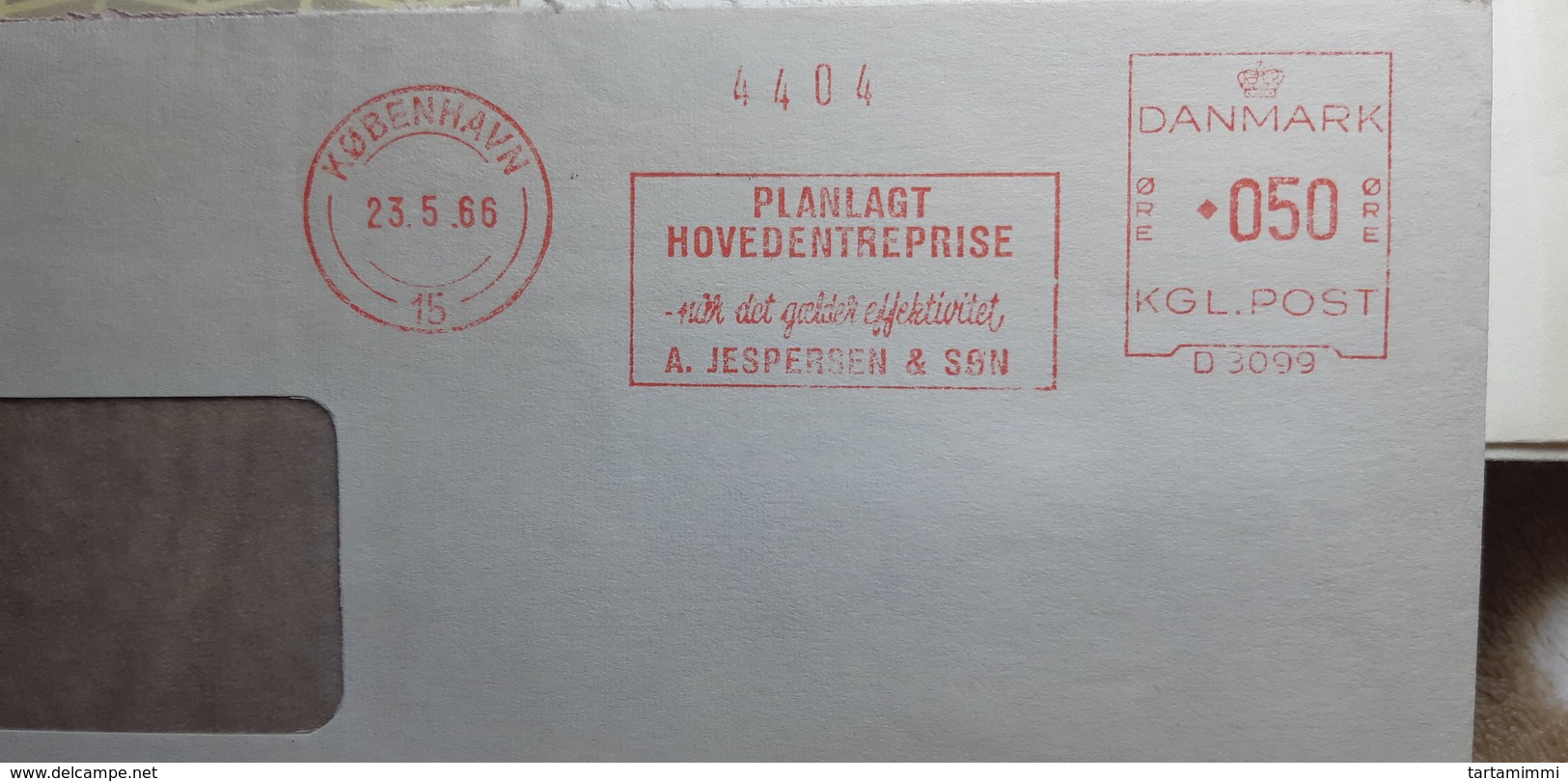 EMA METER FREISTEMPEL DANMARK KØPENHAVN 1966 PLANLAGT HOVEDENTREPRISE A. JESPERSEN & SØN - Macchine Per Obliterare (EMA)