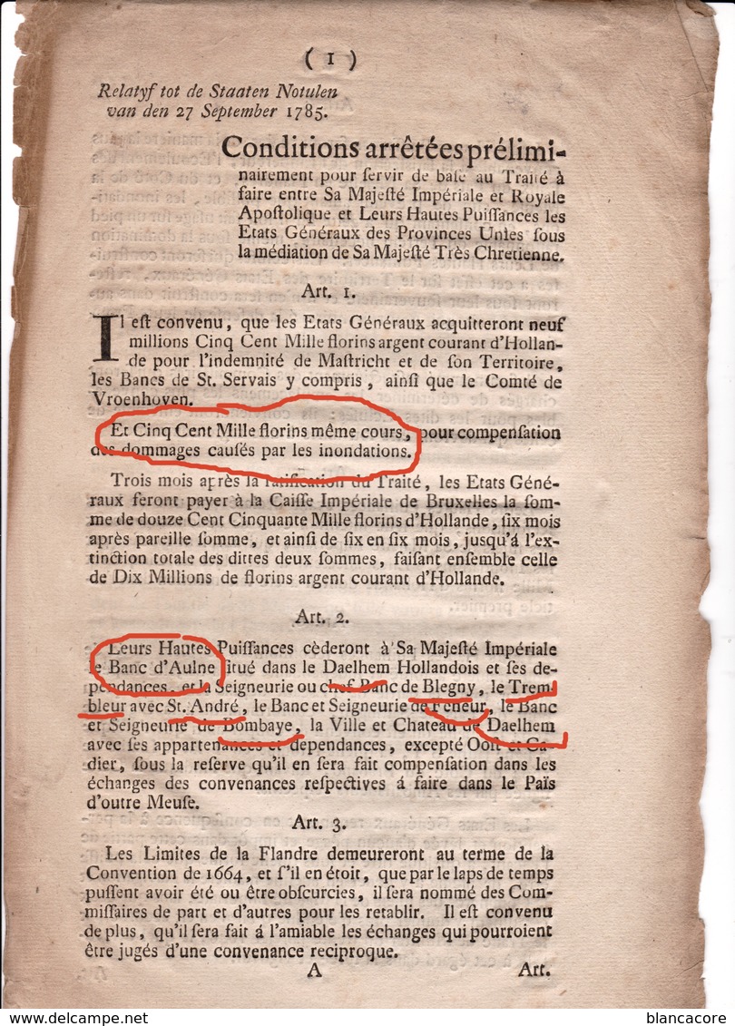 En 1785 Dalhem Blegny Trembleur Saint André Feneur Bombaye Olne Arrêté D'indemnisation Pour Inondations - Manuscrits