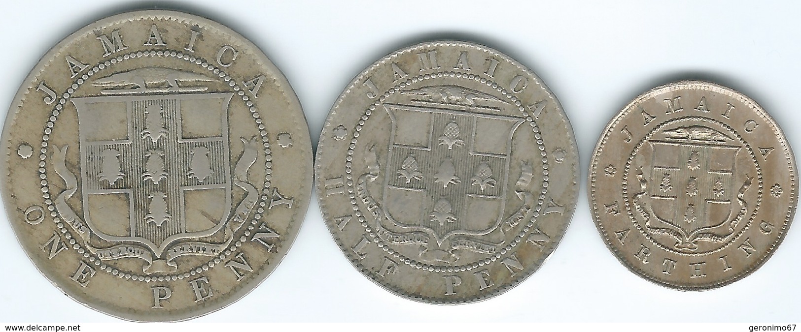 Jamaica - Edward VII  - ¼ Penny / Farthing (1906) KM21; ½ Penny (1910) KM22; 1 Penny (1910) KM23 - Jamaica
