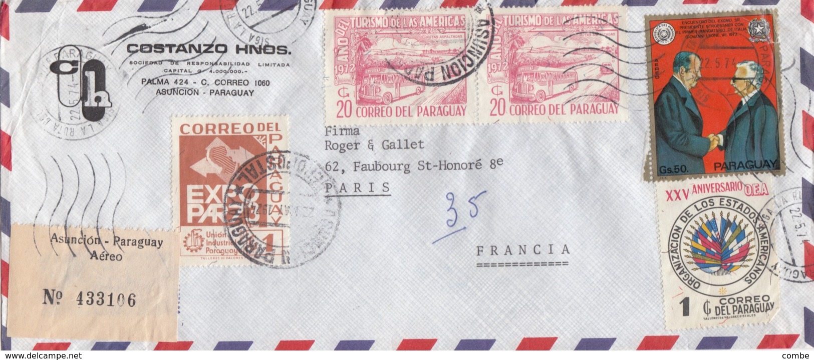 COVER. LETTRE.  PARAGUAY TO FRANCE - Sonstige & Ohne Zuordnung