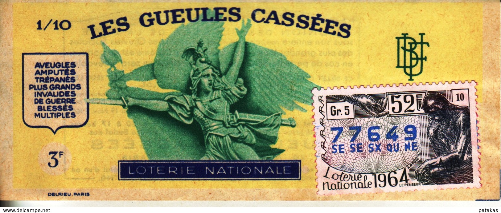 France - 353 - Les Gueules Cassées - 52 ème Tranche 1964 - Lottery Tickets
