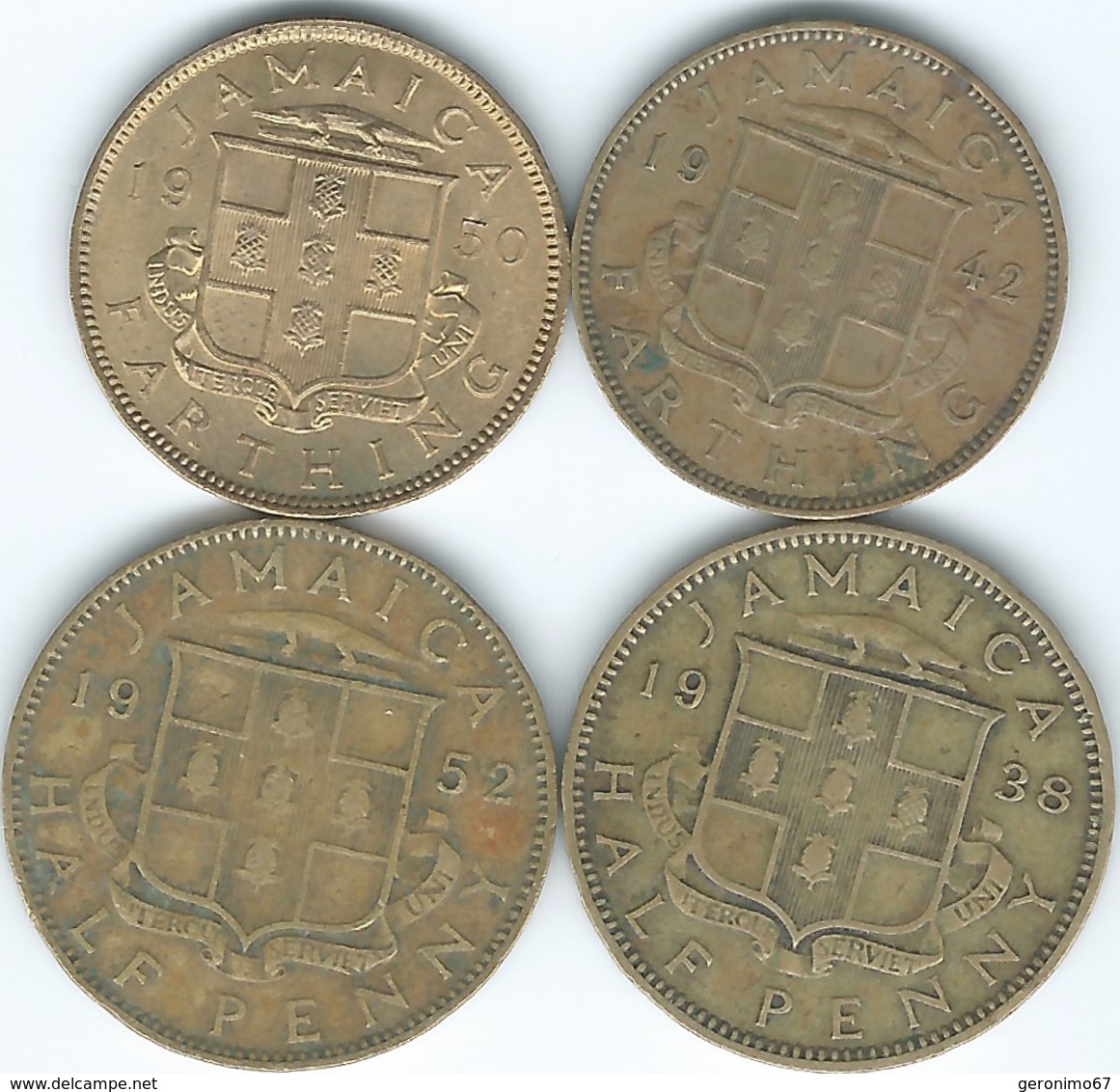 Jamaica - George VI  - 1937 ¼ Penny / Farthing - 1942 (KM42) & 1950 (KM33); ½ Penny - 1938 (KM31) & 1952 (KM34) - Giamaica