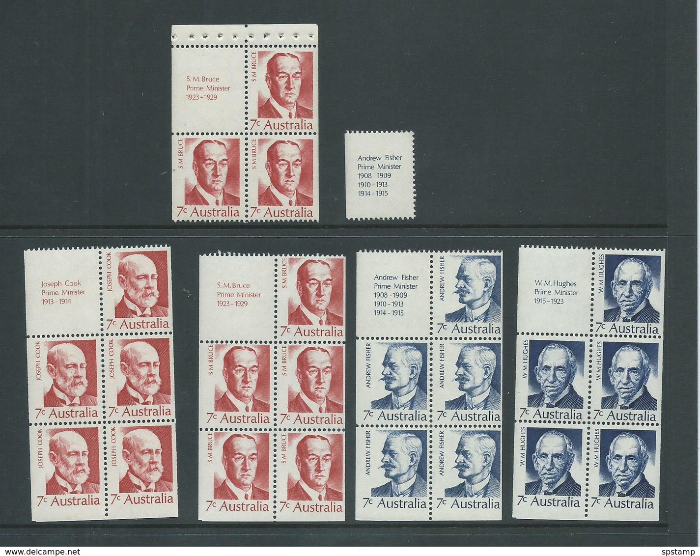 Australia 1972 Prime Ministers Booklet Panes Set Of 4 MNH / MLH With Extras - Mint Stamps