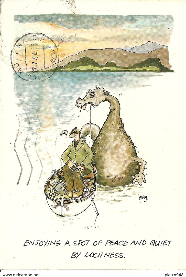 Loch Ness (Scozia) Humor Post Card, "Enjoying A Spot Of Peace And Quiet By Loch Ness" - Altri & Non Classificati