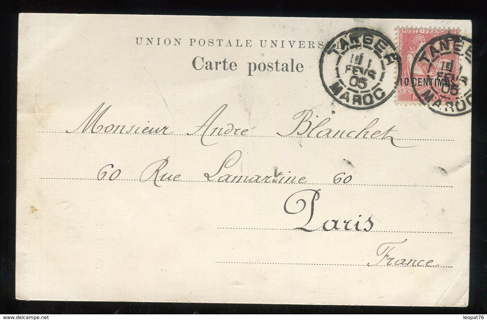 Maroc - Type Mouchon Surchargé De Tanger Pour Paris En 1905 Sur Carte Postale - Prix Fixe - Réf F98 - Lettres & Documents