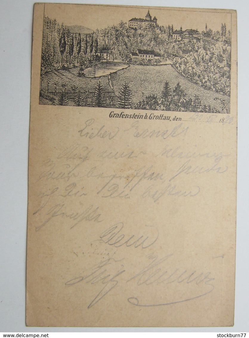 1894 , 2 Kreuzer Bildganzsache : Grafenstein Bei Grottau , Mit Stempel , Sehr Selten - Lettres & Documents