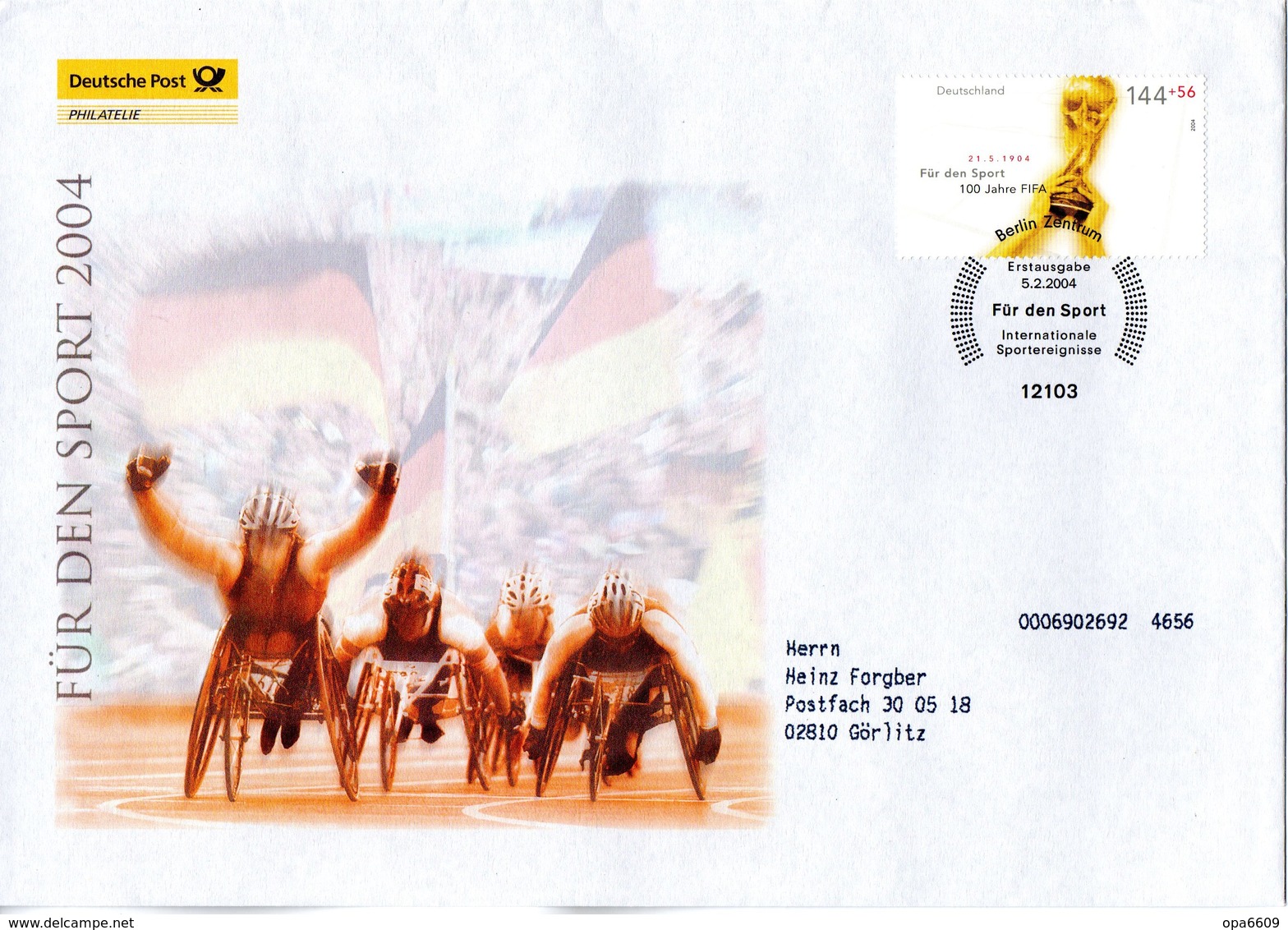 BRD Großformatiger Schmuck-FDC (Deutsche Post)  "Für Den Sport 2004 - FIFA-Pokal", Mi. 2386 ESSt 5.2.2004 BERLIN ZENTRUM - Sonstige & Ohne Zuordnung