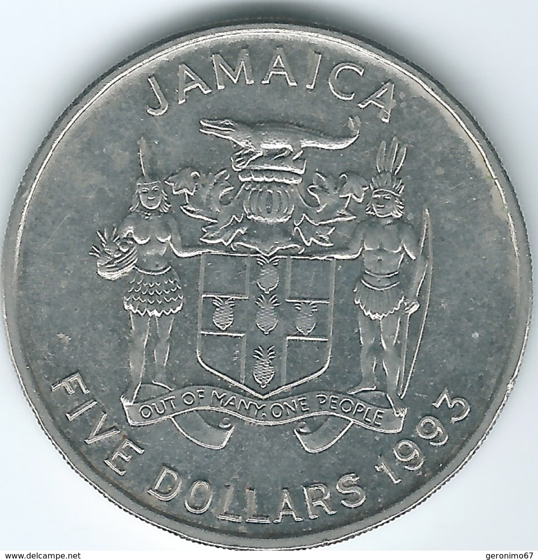 Jamaica - Elizabeth II - 5 Dollars - 100th Anniversary Of Birth Of Norman Manley - 1993 (KM157) - Jamaique