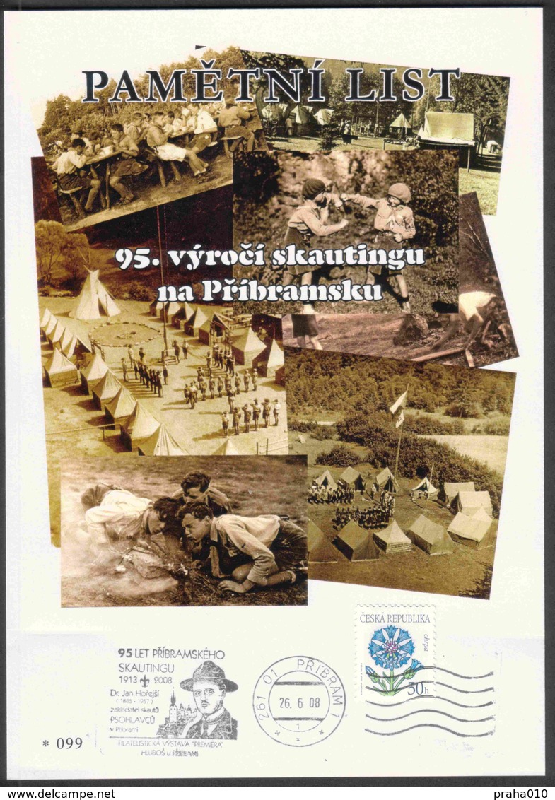 Tchéquie / Feuille Commémorative (PaL 2008/03) 261 01 Pribram 1: 95 Ans De Scoutisme à Pribram (1913-2008) - Blocs-feuillets