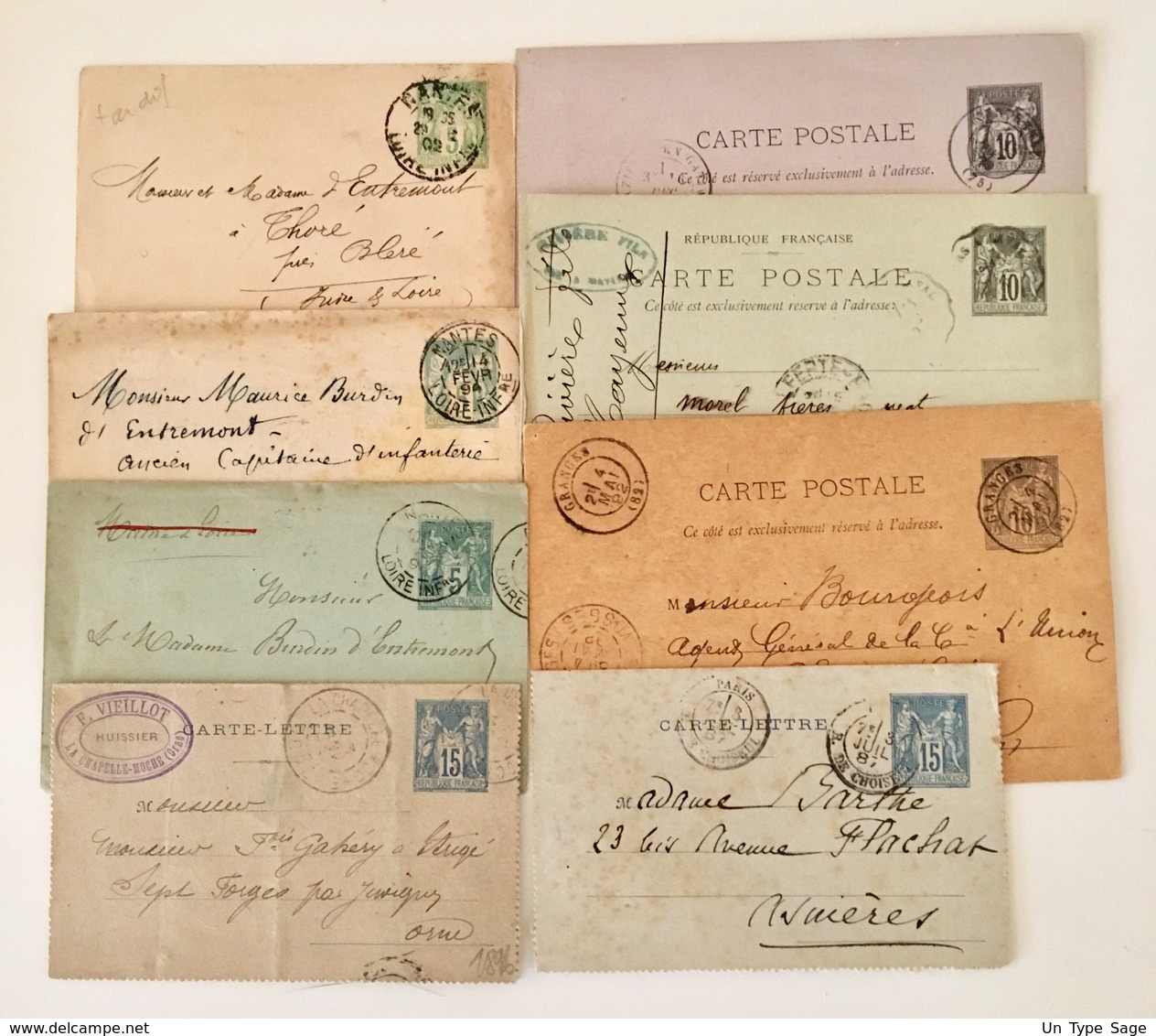 France - Lot De 8 Entiers Postaux Au Type Sage - Utilisés - (B2016) - Collections & Lots: Stationery & PAP