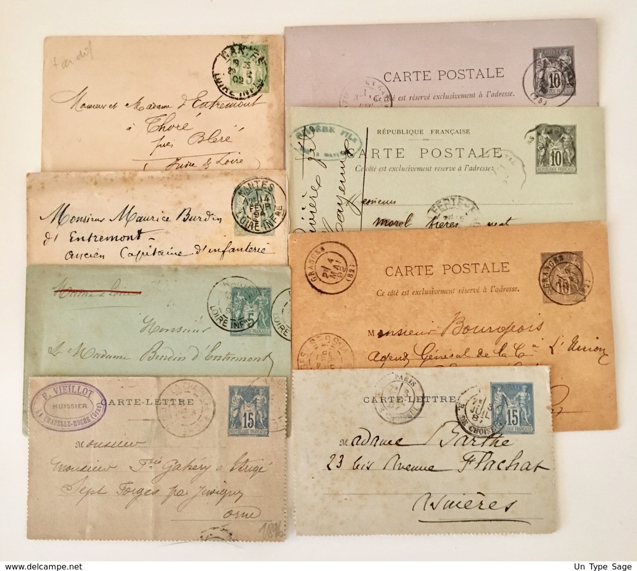 France - Lot De 8 Entiers Postaux Au Type Sage - Utilisés - (B2016) - Lots Et Collections : Entiers Et PAP