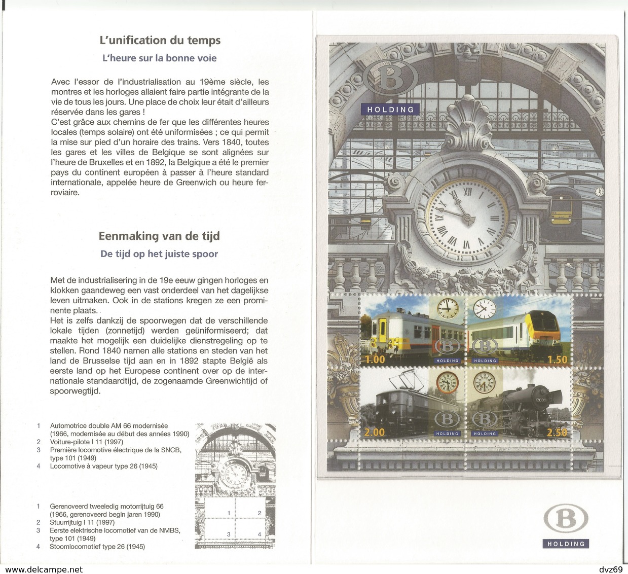 TRV-BL14**, Vignettes Chemin De Fer, Bloc "L'unification Du Temps", MNH, Dentelé - Autres & Non Classés