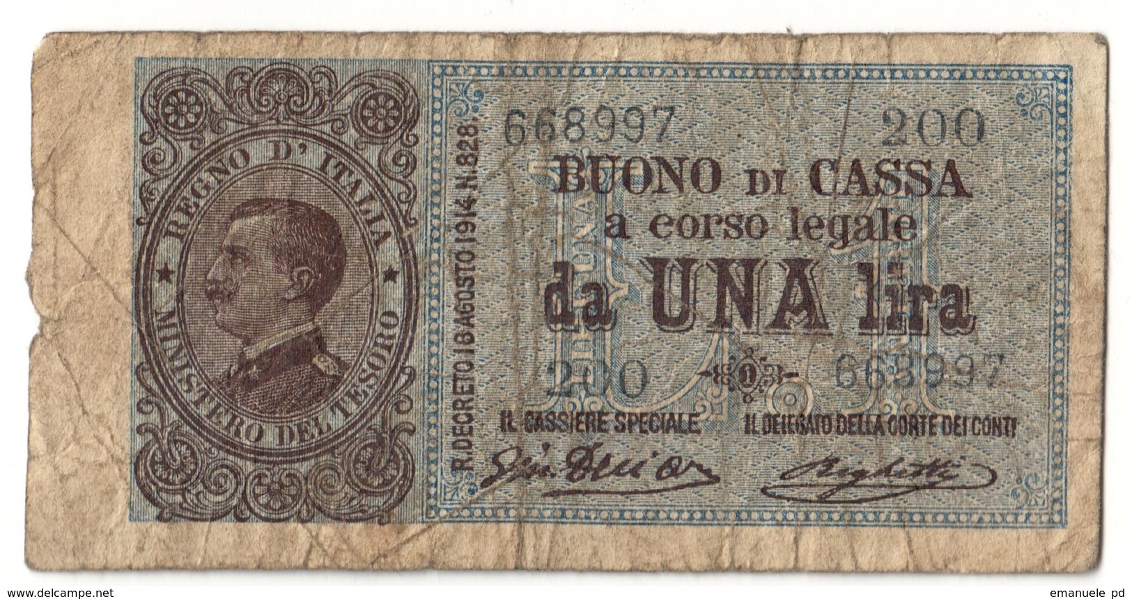 Italy 1 Lira 28/12/1917 - Italia – 1 Lira