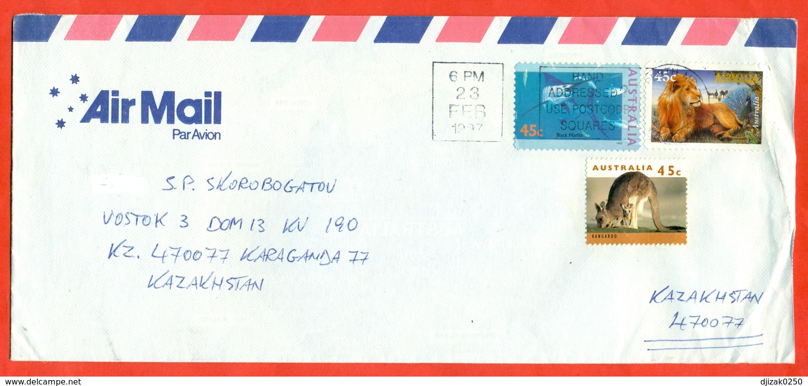 Australia 1997. Fauna. The Envelope Is Really Past Mail. Airmail. - Big Cats (cats Of Prey)