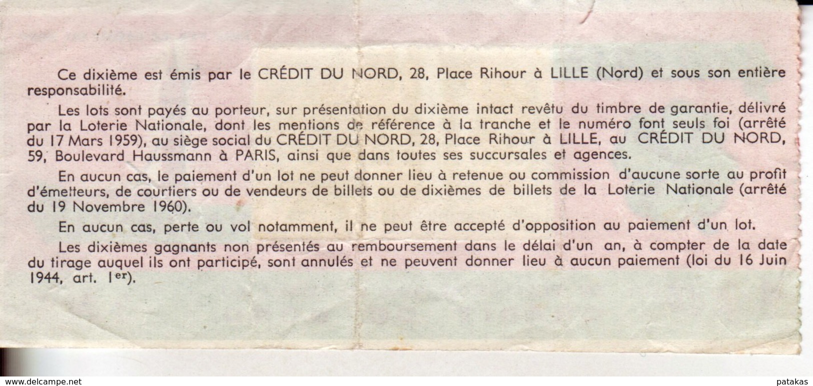 France - 376 - Le Trèfle à 4 Feuilles Porte Bonheur - 12 ème Tranche 1962 - Lottery Tickets