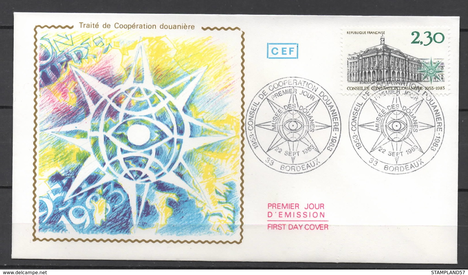 ENVELOPPE FDC CEF Traité De Coopération Douanière 22-09-1983 - 1980-1989