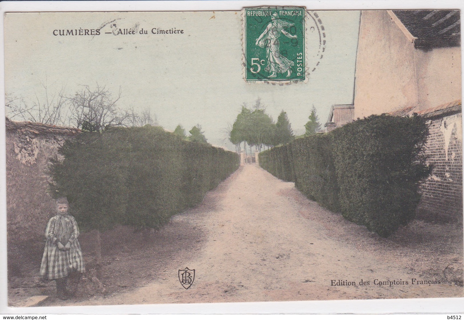 51 CUMIERES Allée Du Cimetière ,fillette à L'entrée - Autres & Non Classés