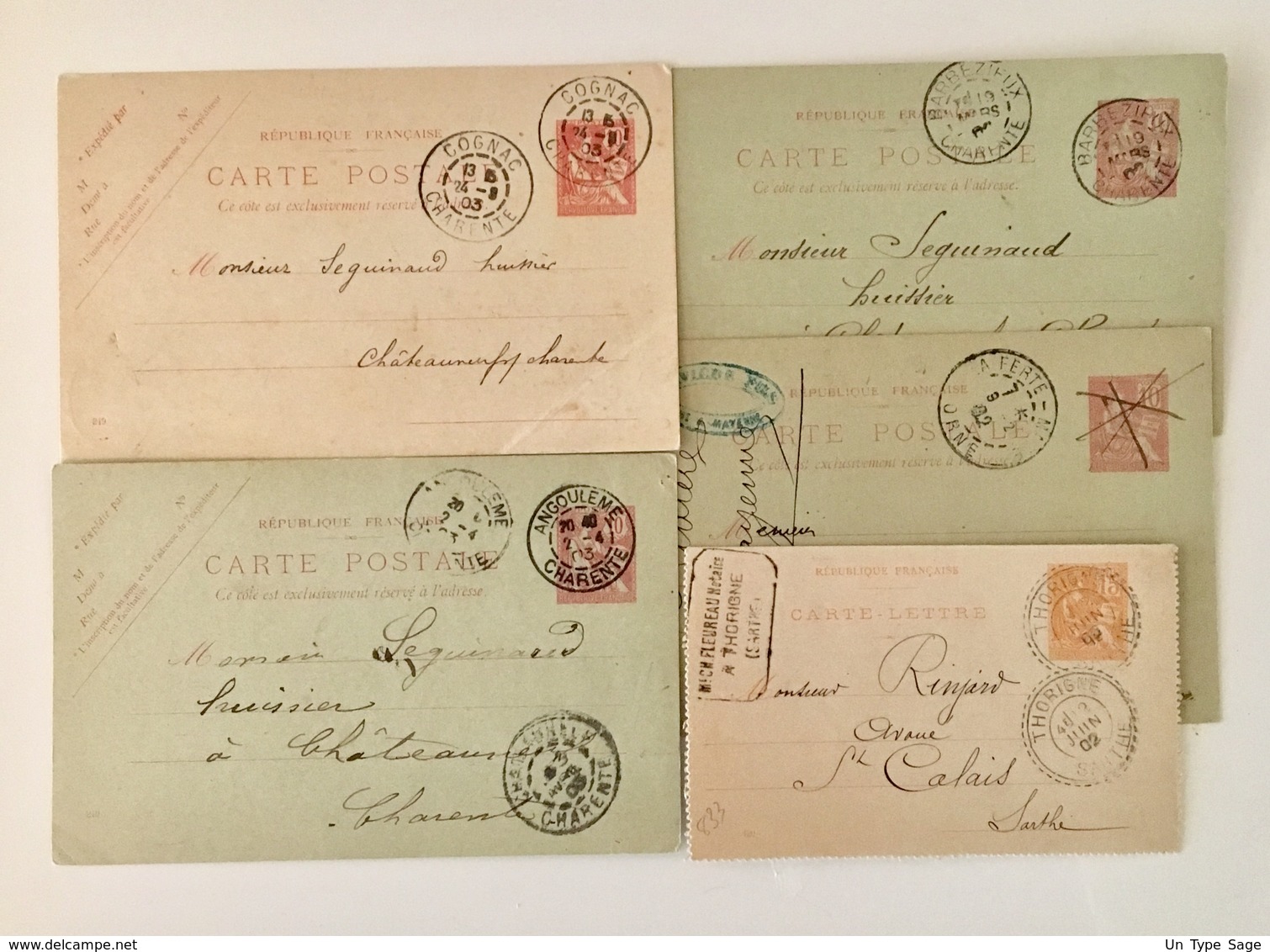 France Lot De 5 Entiers Postaux Type Mouchon - Utilisé - (B2025) - Lots Et Collections : Entiers Et PAP