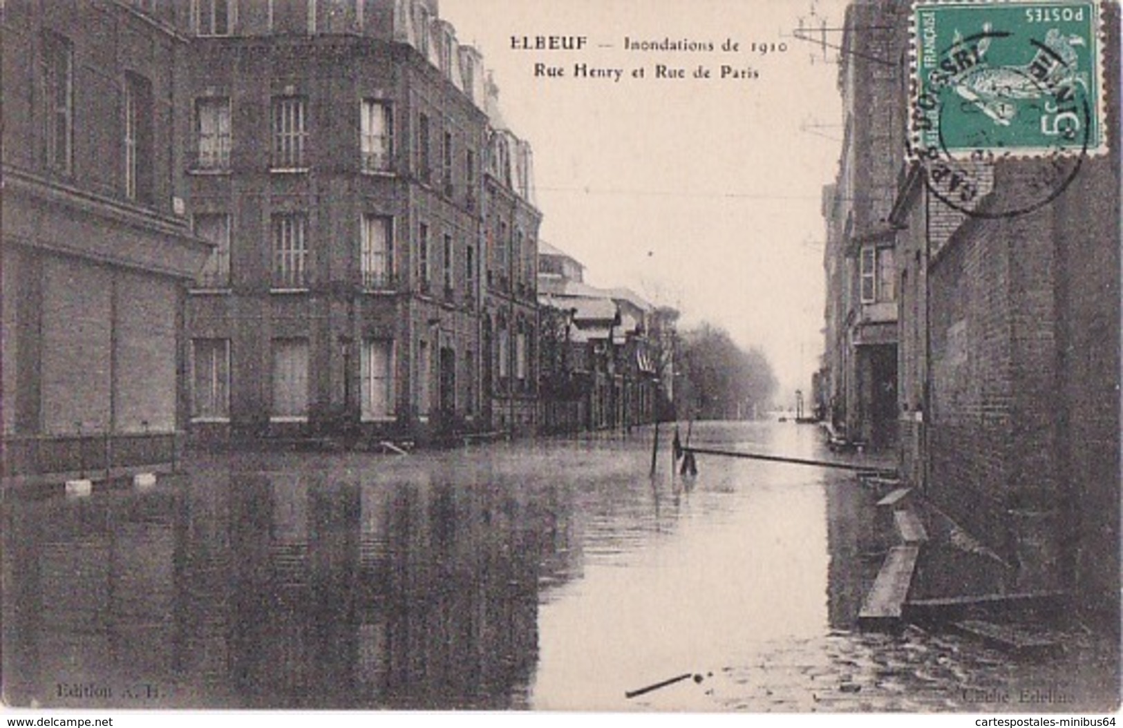 ELBEUF (76) - Inondations De 1910 - Rue Henry Et Rue De Paris - 1910 - AL - Elbeuf