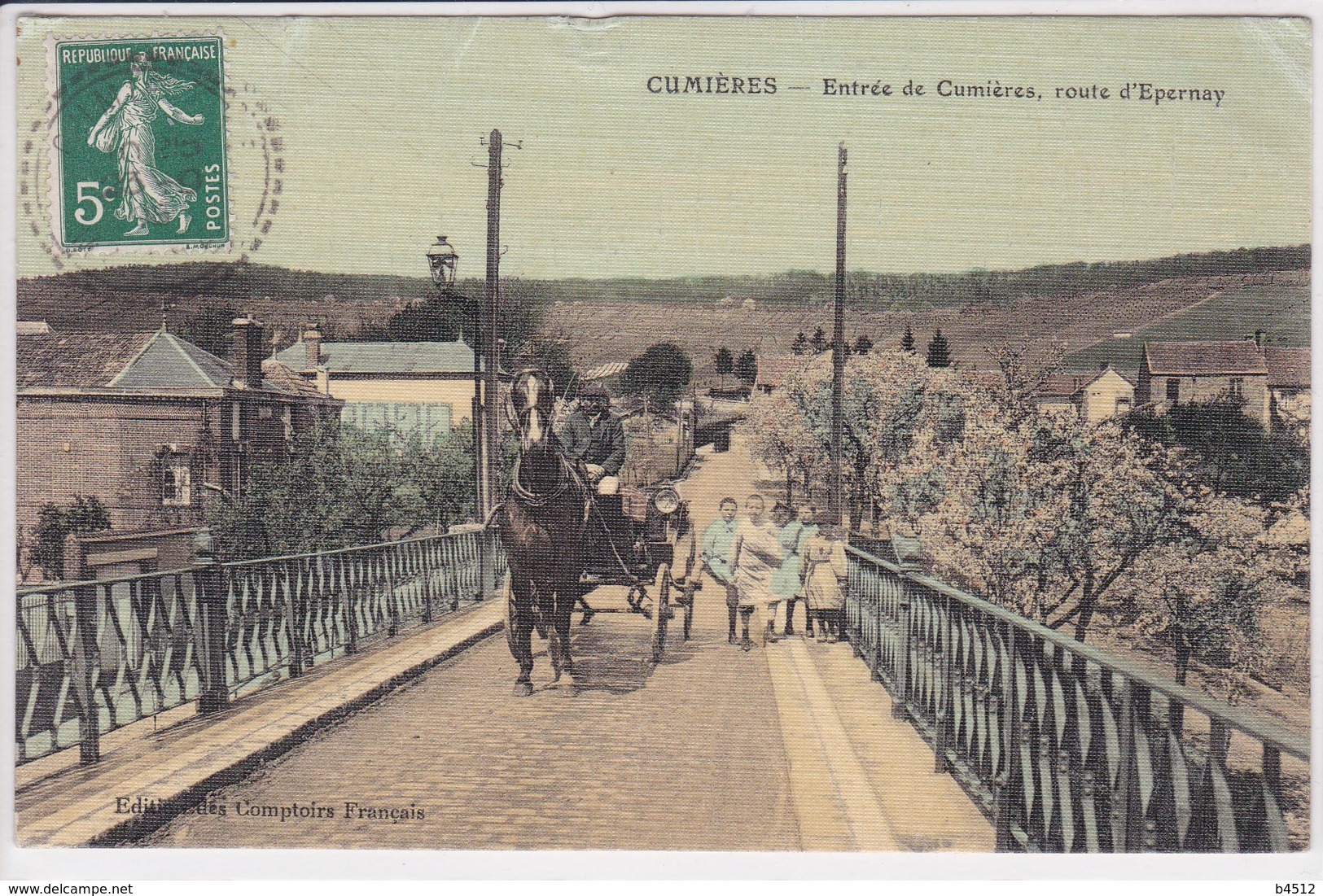 51 CUMIERES Route D'Epernay ,attelage Calèche Avec Enfants - Autres & Non Classés