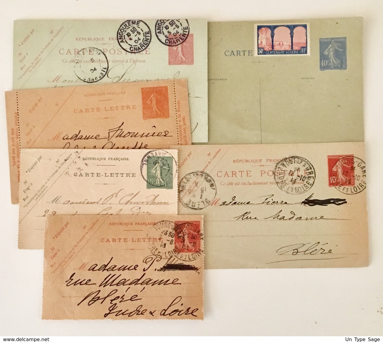 France Lot De 6 Entiers Postaux Type Semeuse - Utilisé - (B2026) - Lots Et Collections : Entiers Et PAP